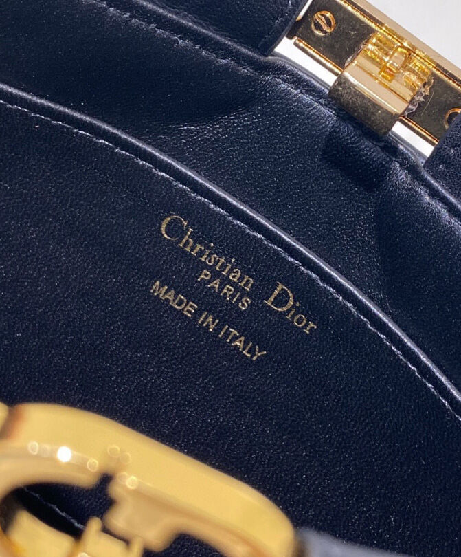 Christian Dior Caro Colle Noire Clutch With Chain